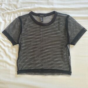 Forever 21 Black Mesh Short Sleeve Top